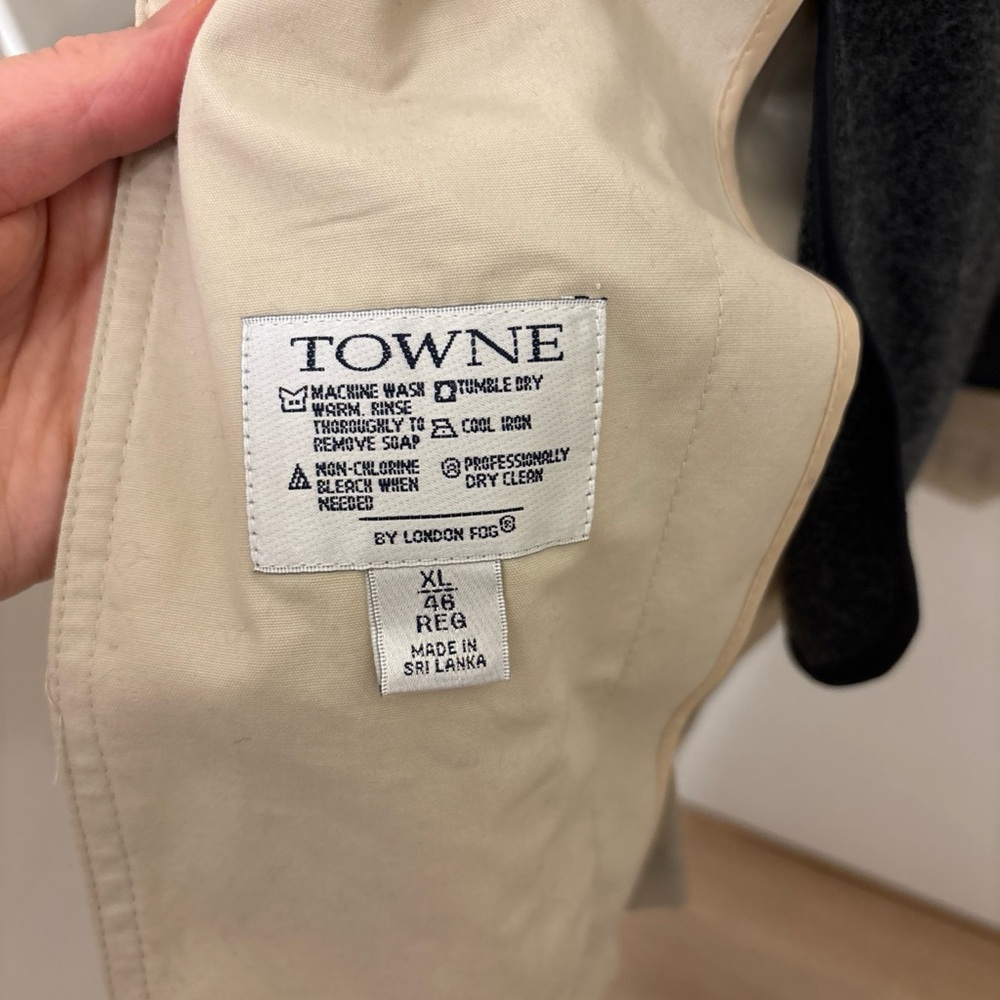 Vintage Towne by London Fog Men's Trench Coat XL 46R Tan Rain Jacket Zip Liner - Picture 6 of 8